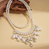 European and American Diamond-encrusted Flower Beaded Pearl Necklace Niche Design Sense Sweater Chain Light Luxury High-end Sense Necklace Jewelry