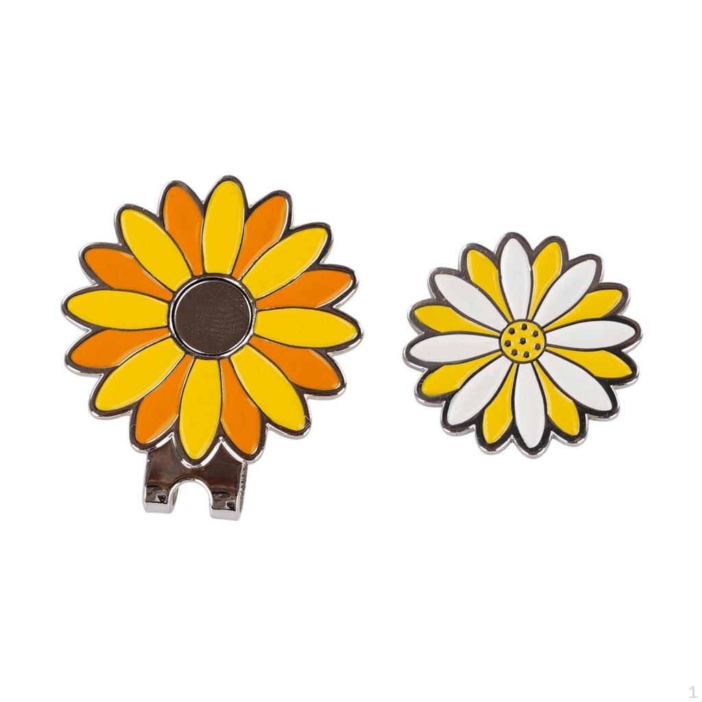 Flower Golf Ball Marker with Cap Clip, Lightweight, Metal Accessory, Easy to Carry, Suitable for All