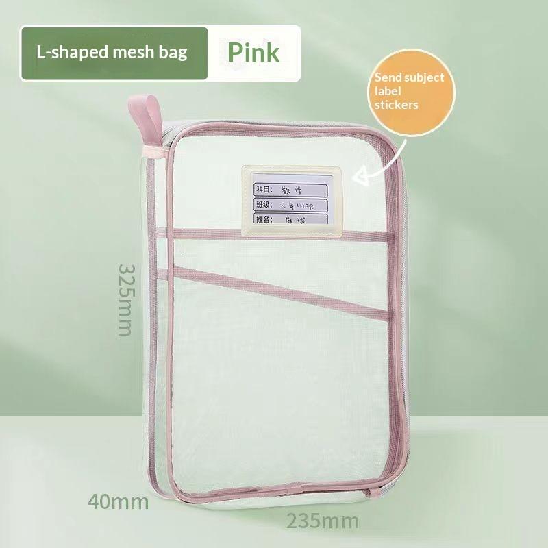 Mesh A4 File Organizer Bag 3 Layers Zipper Design Big Capacity Document Storage Pouch for Office Worker Student Daily Use