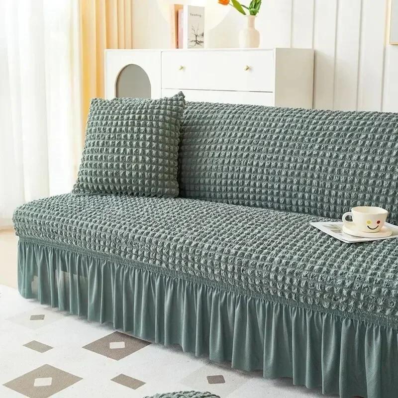 1PC S/M/L Seater Seersucker Sofa Slipcover High Stretch Couch Cover Thick Corner Sofa Protector Elastic Corner Couch Covers