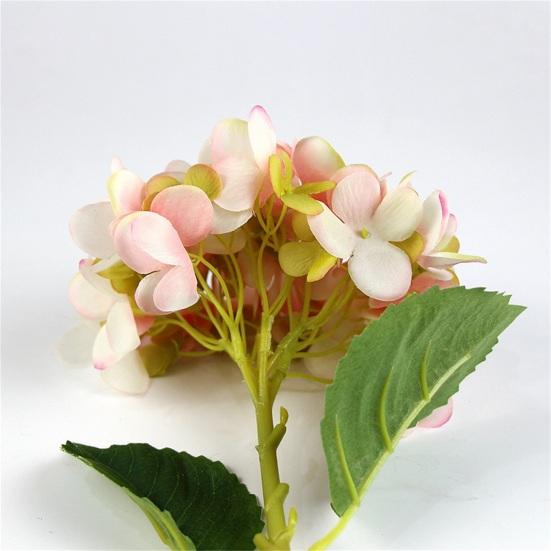 Artificial Flower Vintage Realistic Long Stem Green Large Leaves Hydrangea Fake Plant