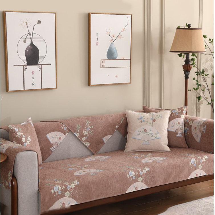 Подушка для дивана Утолщенная подушка Жаккардовая подушка в стиле ретро Китайская синель Нескользящая подушка для дивана 30*50 кофейный