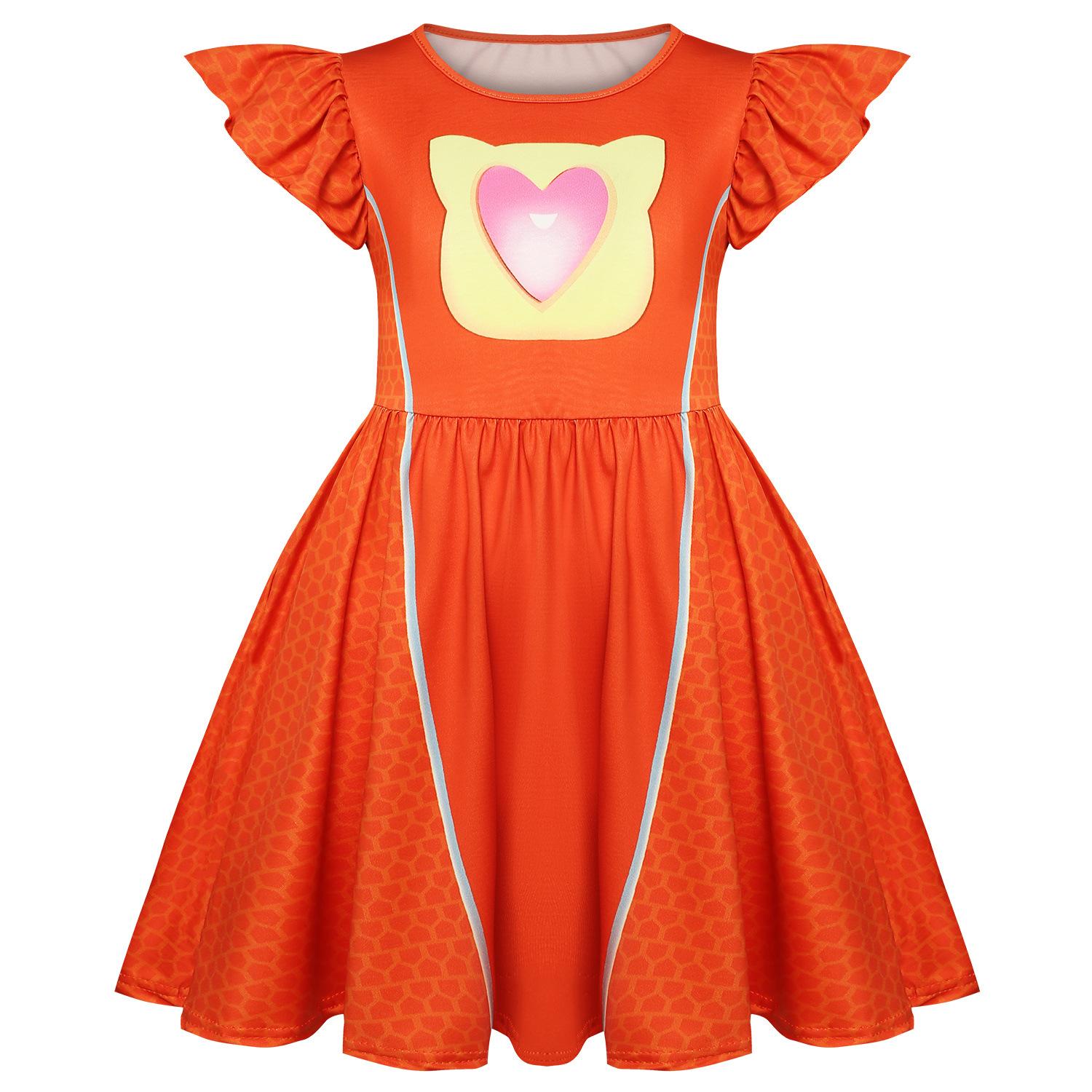

Children, Super Kitties Dress Girls Flying Sleeve A-line Dress 120 помаранчевий