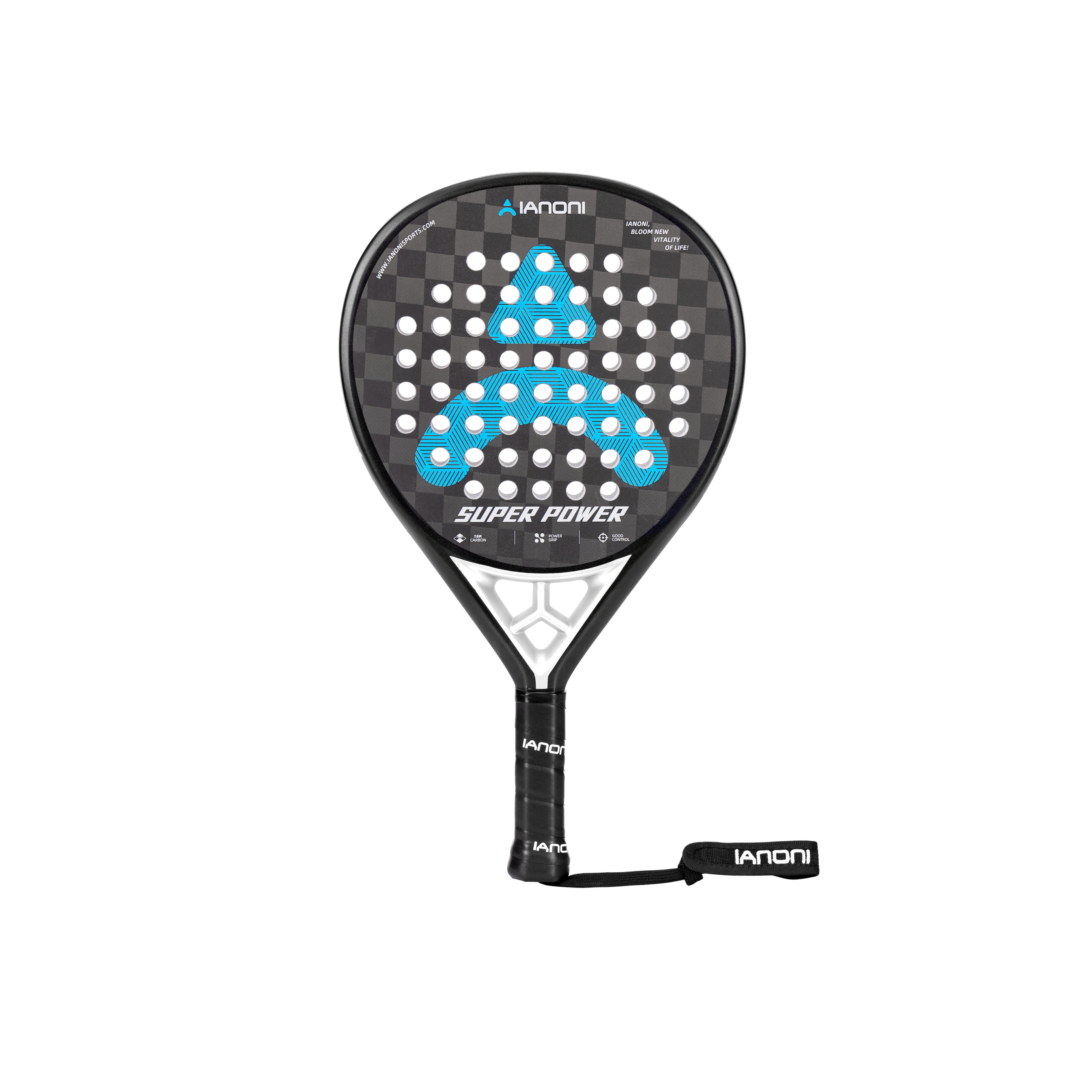 

IANONI SUPER POWER Black&Blue 38mm 360g Padel Rackets Carbon Fiber 18k Rough Surface Raqueta Paddle Racket синий