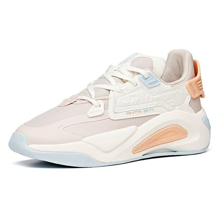 Anta Lifestyle Series Non-Slip Wear-Resistant Low-Top Skate Shoes Women sneaker Lotus-Gray White 122118083-3