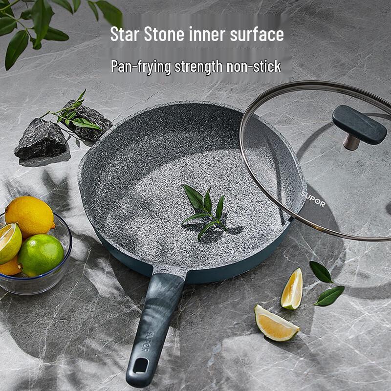 Supor 28cm Non-Stick Frying Pan with Lid and Pour Spout