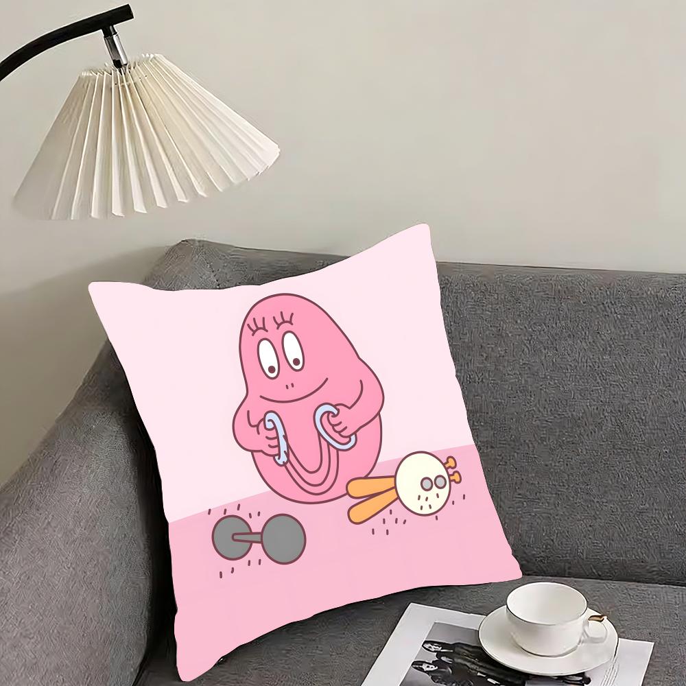 Cute cartoon B-B-Barbapapas Cushion Cover Reversible Plush Pillow Cover – For car, sofa, bedroom, perfect as a gift.