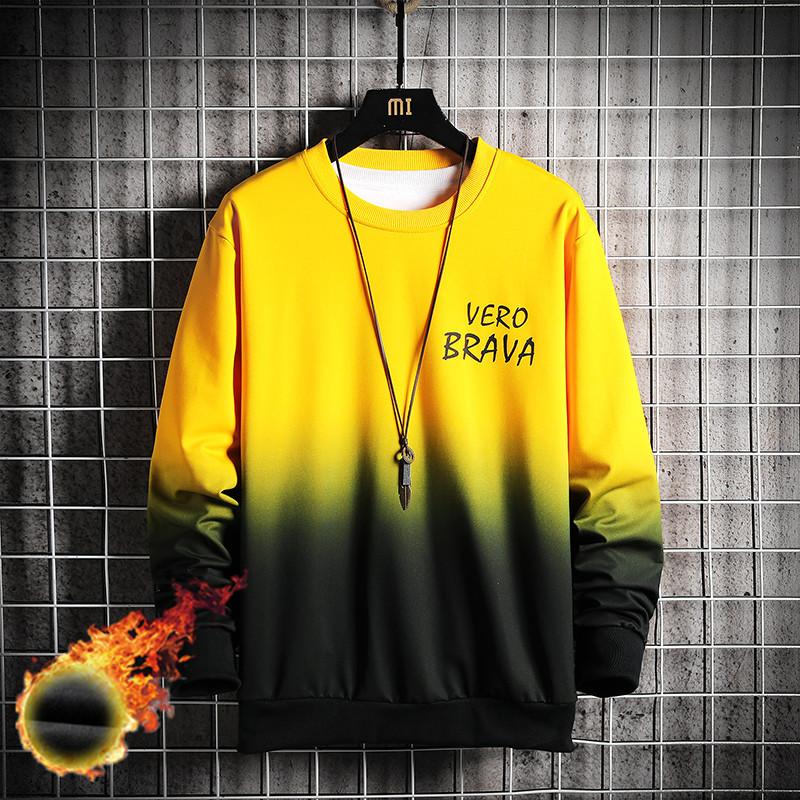 Men'S Spring And Autumn Personality Gradual Change Color Popular Casual Handsome Sweater Teen Round Neck Trend Korean Version Loose Top
