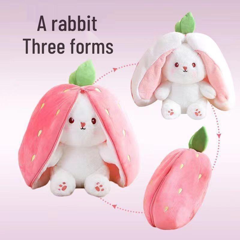 Strawberry Rabbit Carrot Plush Doll Pillow - Children's Gift