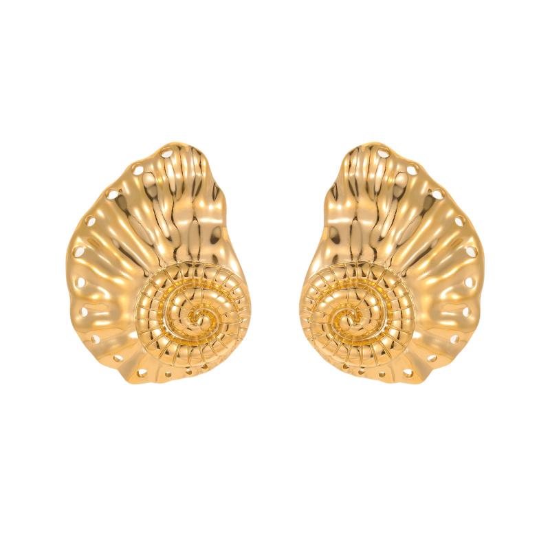 Women's Gold Plated Conch Shell Earrings Non Fade Bohemian Beach Jewelry for Outdoor Gathering Daily Casual Wear