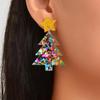 Colorful Glitter Star Christmas Earrings: European & American Style