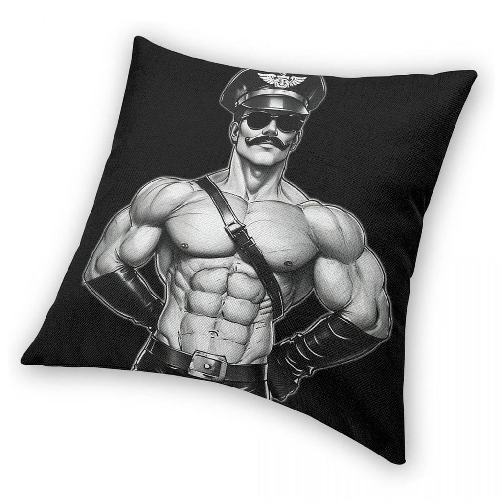 Tom Of Finland Daddy Gay Pride Quadratischer Kissenbezug Polyester Leinen Samt Kreativ Reißverschluss Dekor Bett Kissenbezug