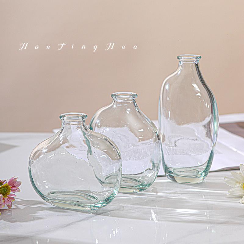 Brown Retro Glass Vase Plant Flowers Bottle Flower Arrangement Hydroponic Terrarium Desktop Vase Creative Home Decor Flower Pot