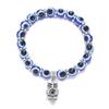 Evil Eye Bead Bracelet Blue Eye Hamsa Beaded Charm Stretch Bracelet Hand of Fatima Turkish Lucky Evil Eye Bracelet