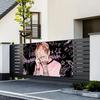 Pink Black Graffiti Lil Peep Tattoo Portrait Tapestry, Street Style Wall Art for Bedroom Dorm Decor