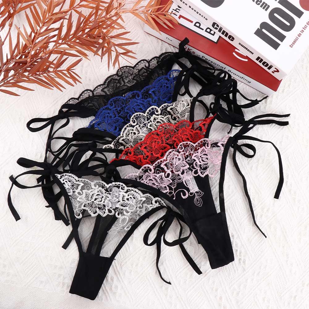 Sexy Women Lingerie Transparent Embroidery Low Waist Panties Brief Panty Underwear