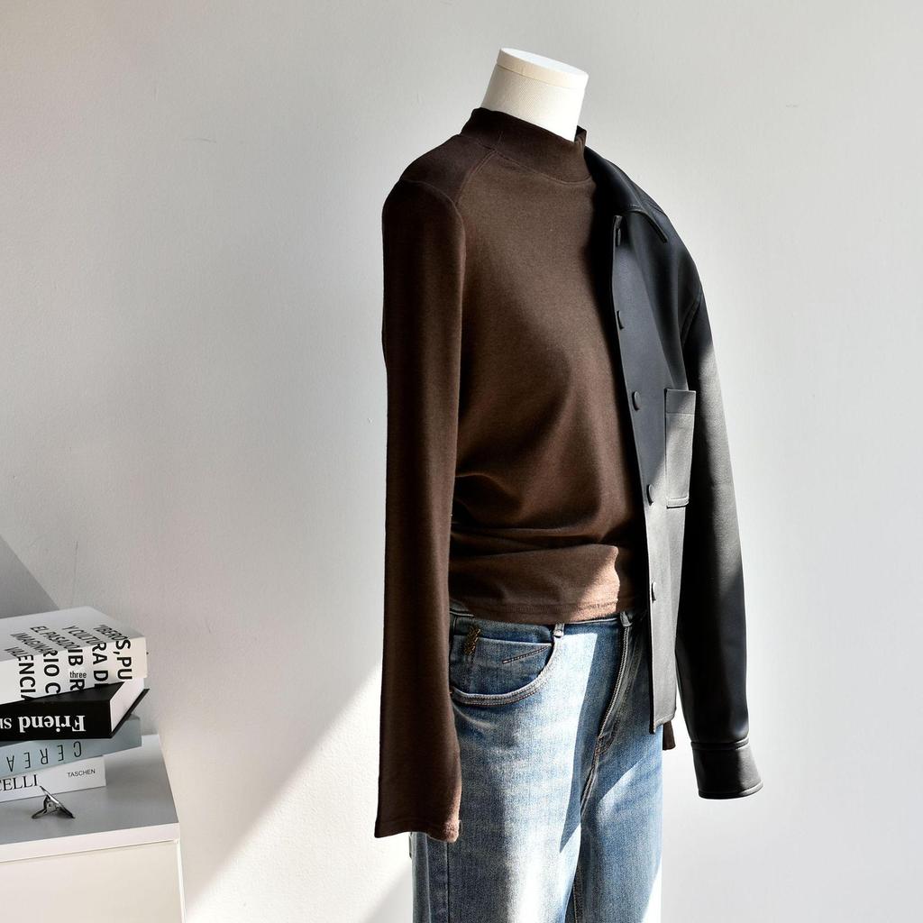 **Dámský zimní svetr Meiyabi s polovičním rolákem, francouzský úplet**