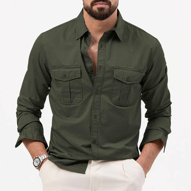 BFCCQB Men's Fashion Autumn Winter Long Sleeve POLO Neck Casual Blouses & Shirts