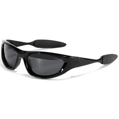 [SHEEN KELLY] Y2K Polarisierte Trendige Wraparound-Sonnenbrille für Damen und Herren, Modische Ovale Quadratische Dicke Rahmen Brille, Sportbrille