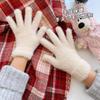 Winter Thickened Faux Rabbit Fur Gloves Warm Mink Fur Cycling Solid Color Five-Finger Outdoor Skiing Cold-Proof Gloves