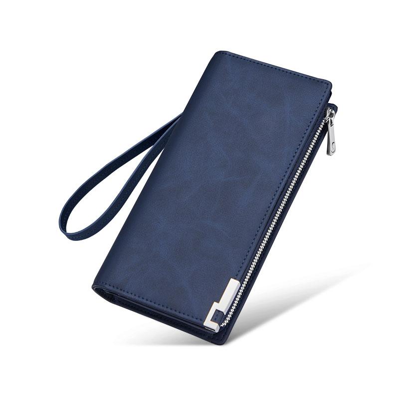 

WILLIAMPOLO модный длинный дизайн из микрофибры синтетический кожаный кошелек мужской металлический угловой кошелек для телефона роскошный кошелек черный PL231661 One Size синий