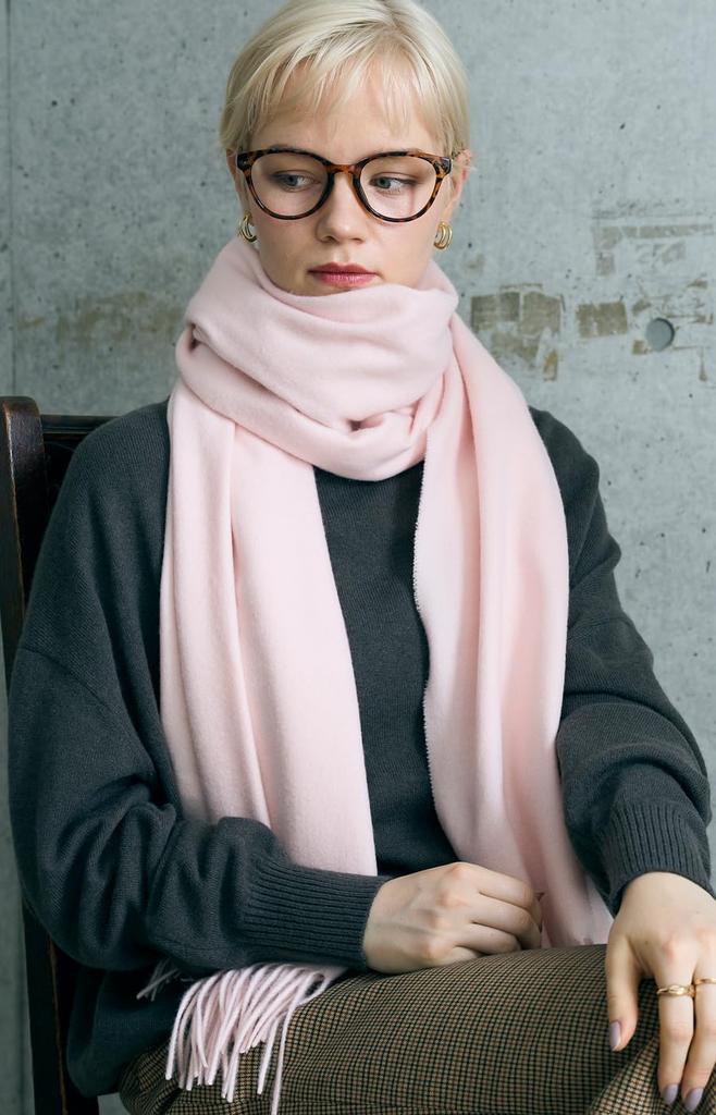 GILDARA NW60L Organic Cashmere Wool Basic Wave Large Cashmere Solid Unisex Pink 10% 90% Stole, Wool, Color, Men's, Women's, (Snow (N15070))