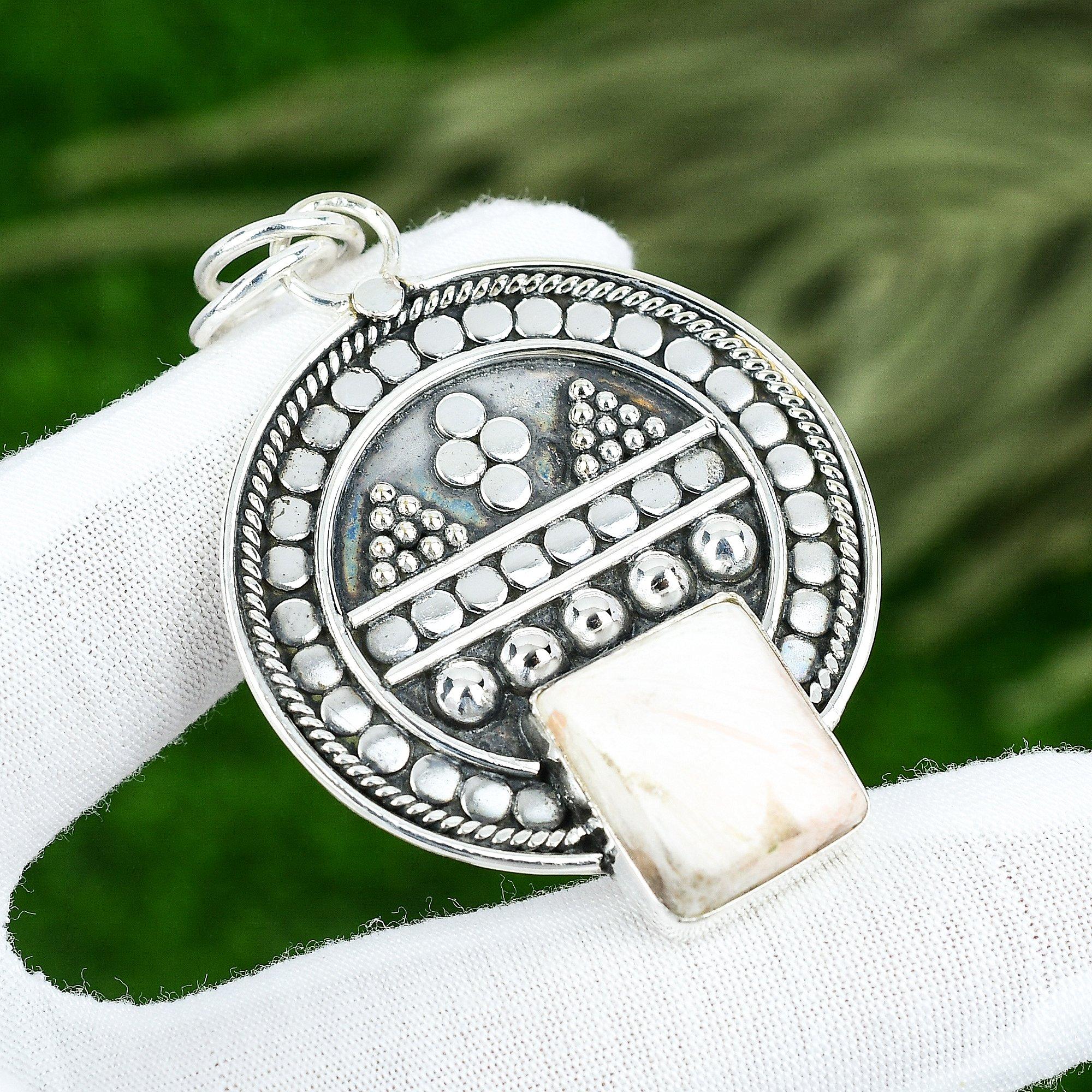 

Memorial Day Sale Sterling Silver Natural Scolecite Crown Chakra Pendant Jewelry