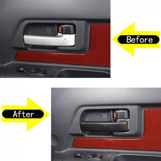 ABS Carbon Fiber Inner Door Handle Frame Cover Trim for Toyota FJ Curiser 07-21