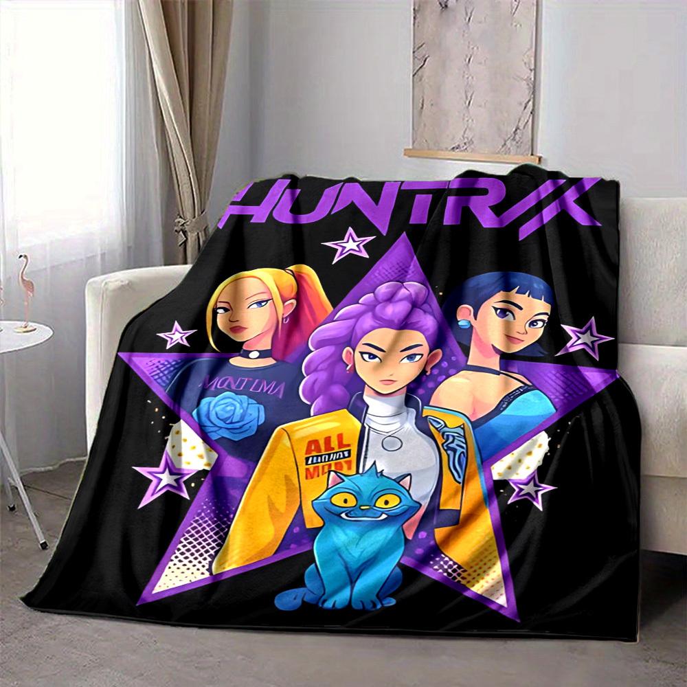 1pc Huntrix, K POP Soft Comfortable Blanket Digital Print, All Season Multipurpose Knit Fabric Bedding, Office, Sofa Home Decor Blanket