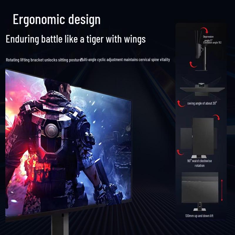 24" Rotating Vertical Monitor, 27" 4K 144Hz IPS Design Secondary Display