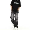 High Street Washed Old Ripped Jeans Men's Summer Trend High Street Retro Loose Straight Casual Pants Straight