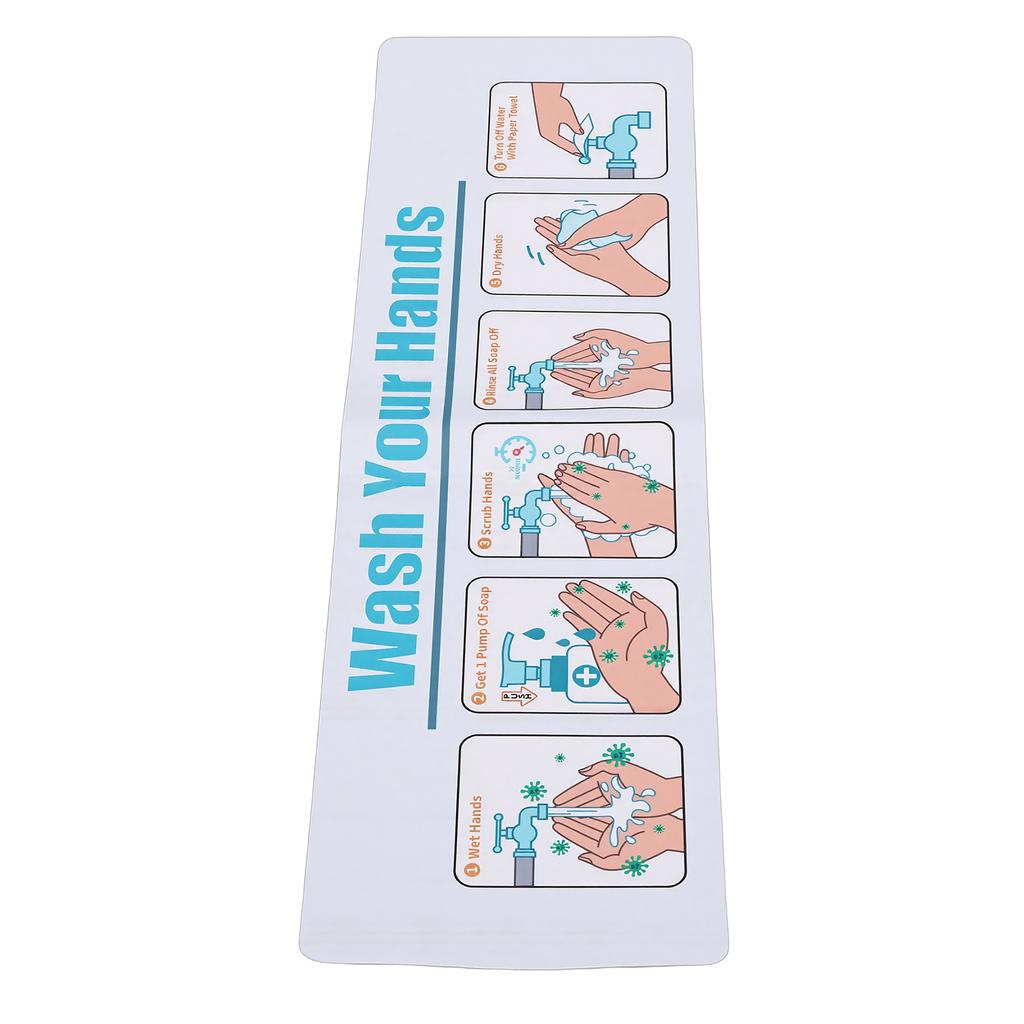 Hand Washing Instruction Sign Poster Water Proof Self Adhesive Hand Washing for School Restaurant