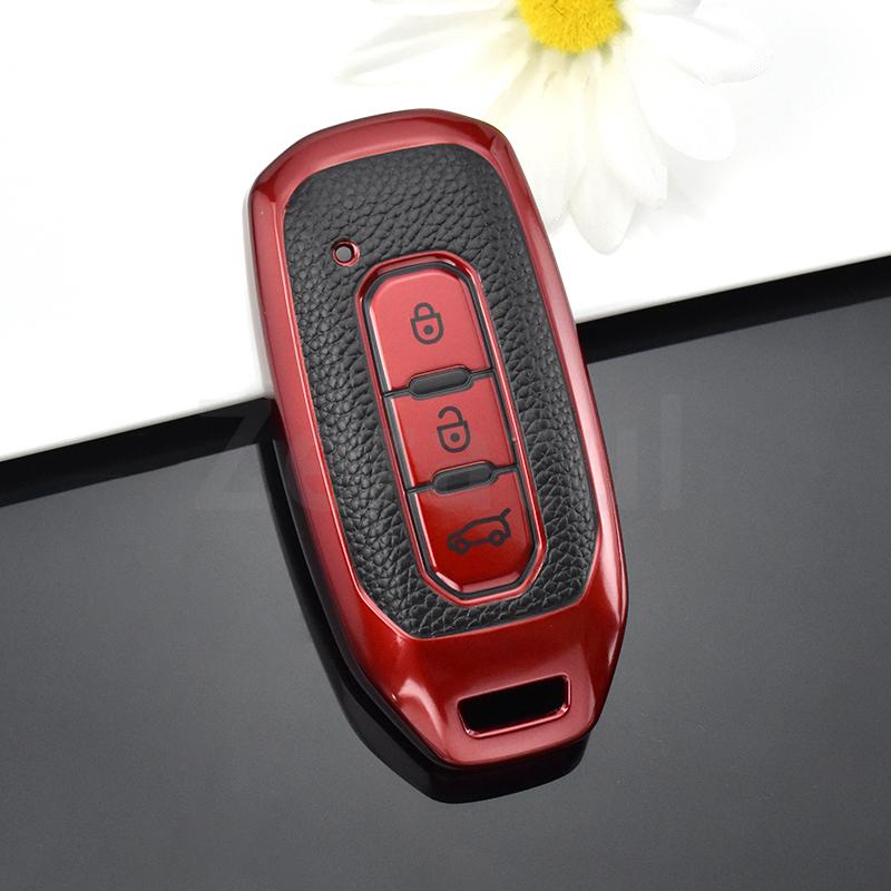 Auto Tpu Leather Car Smart Remote Key Cover Case Bag For Ford Territory Ev Shell Fob Holder Protector Accessories