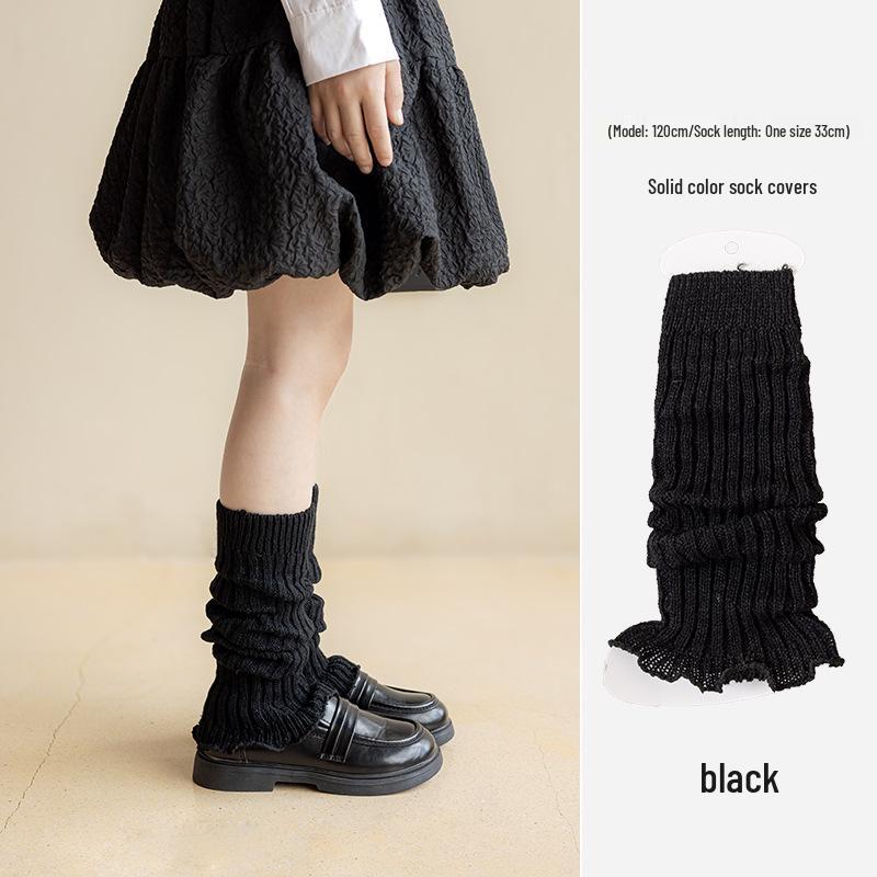 Girls' Ruffle Edge Knitted Leg Warmers - Thickened Scrunch Socks for Autumn & Winter