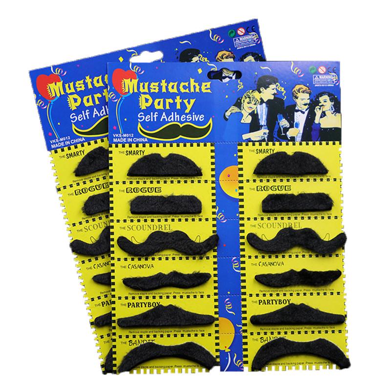12ks/balení Party Halloween Falešný knír Legrační cosplay foto rekvizity Kostýmní vousy