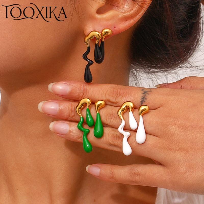 

Tooxika Ins Модные простые красочные асимметричные серьги с каплями лавы для женщин