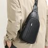 Small Black Genuine Leather Sling Bag for Men Women Crossbody Shoulder Chest Pack Hiking Daypack Outdoor Travel Backpack Cycling