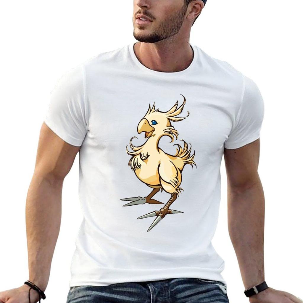 Yellow Chocobo TShirt Fashion Print Casual Short Sleeve