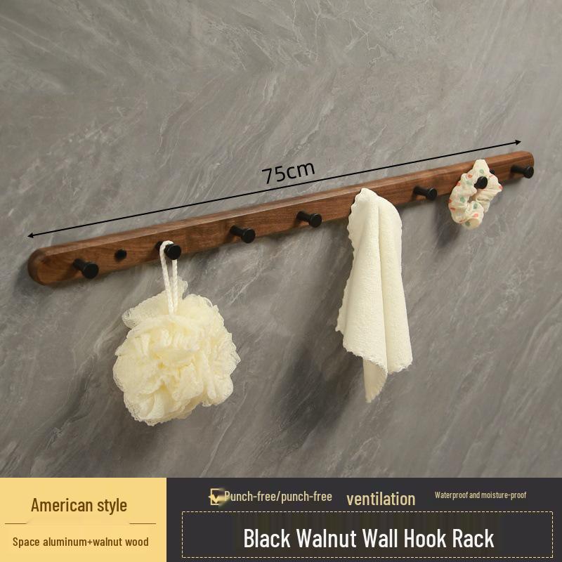Walnut Wall-Mounted Hook for Clothes & Hats, No-Punch Installation for Door Back or Entrance Hall