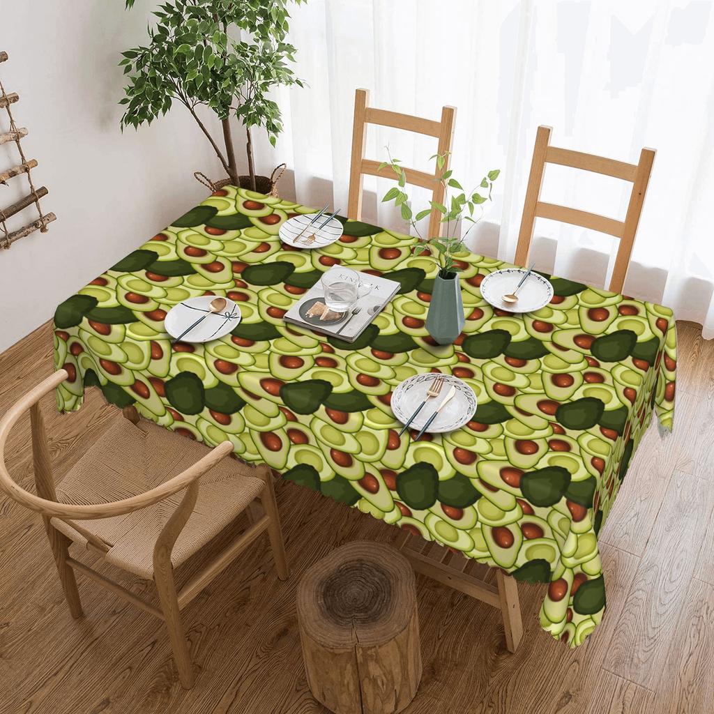 Rectangular Waterproof Avocado Seamless Pattern Table Cover Tropical Fruit Table Cloth Tablecloth for Picnic