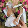 Fashion Eilyken Summer Fashion Open Toe Women's Sandals Buckle Strap Bowknot Square Heels Party Dress Female Shoes Zapatos De Mujer