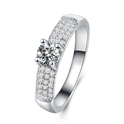 Klassischer mosambikanischer Diamantring Europäischer und N Mode Explosion von platinbeschichtetem Hochzeitsdiamantring