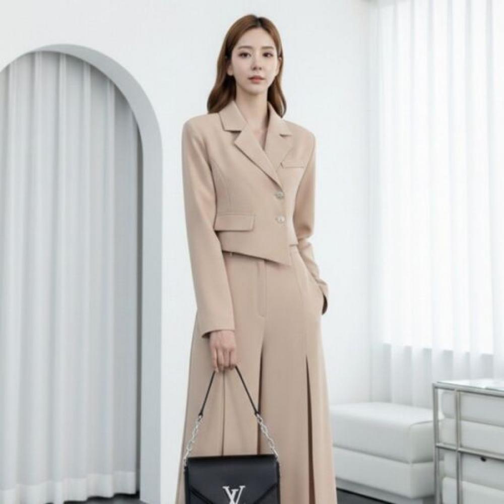 Style Latte Women Unbalanced Crop Stretch Jacket Spring Autumn Outer Trendy Tail