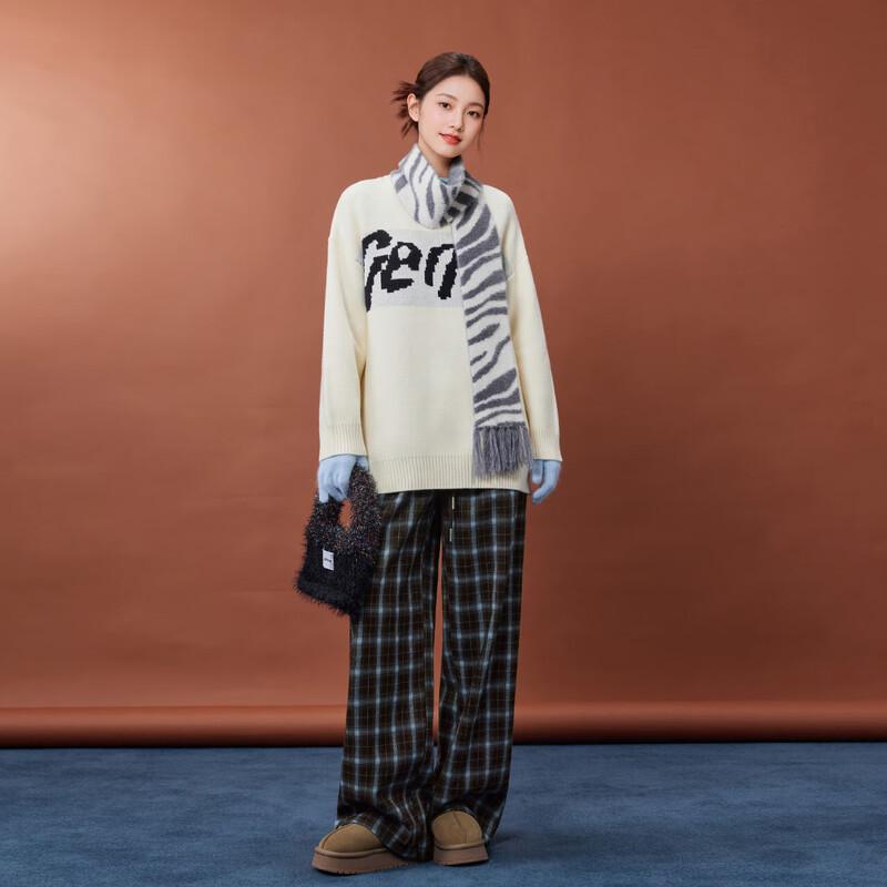 IEF Women's 2025 Winter Plaid Wide-Leg Warm Pants