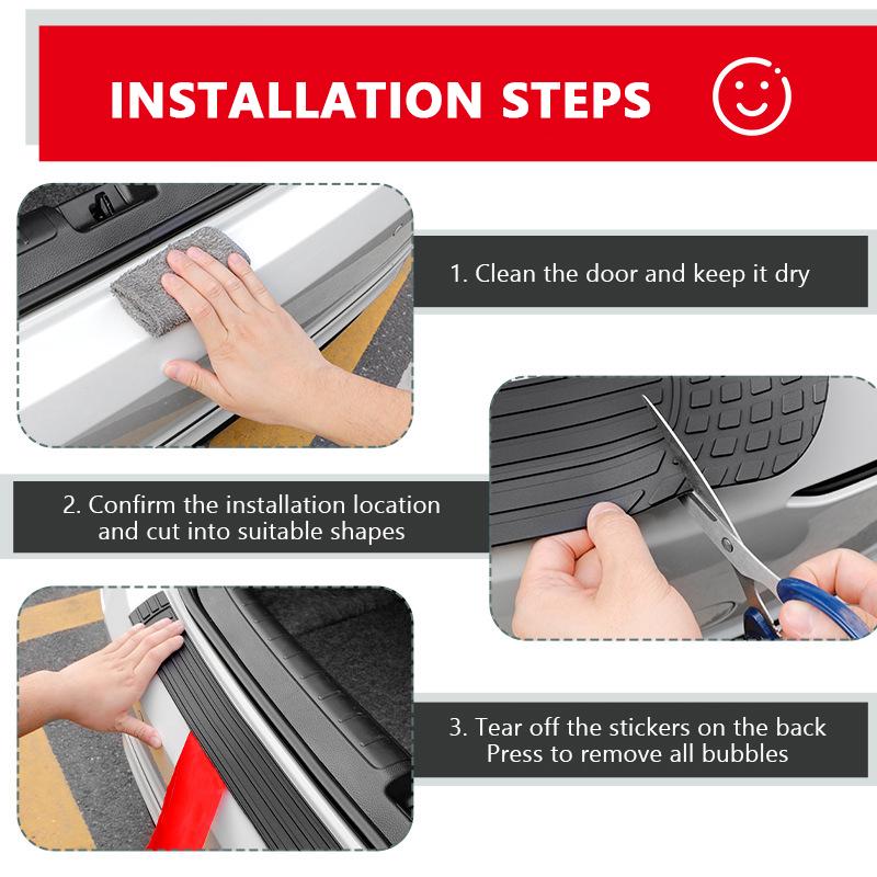 SEAMETAL Car Trunk Rear Bumper Guard Strip 104x8.5cm Rubber Door Sill Plate Protector Mouldings Pad Trim Cover Strip Car Styling