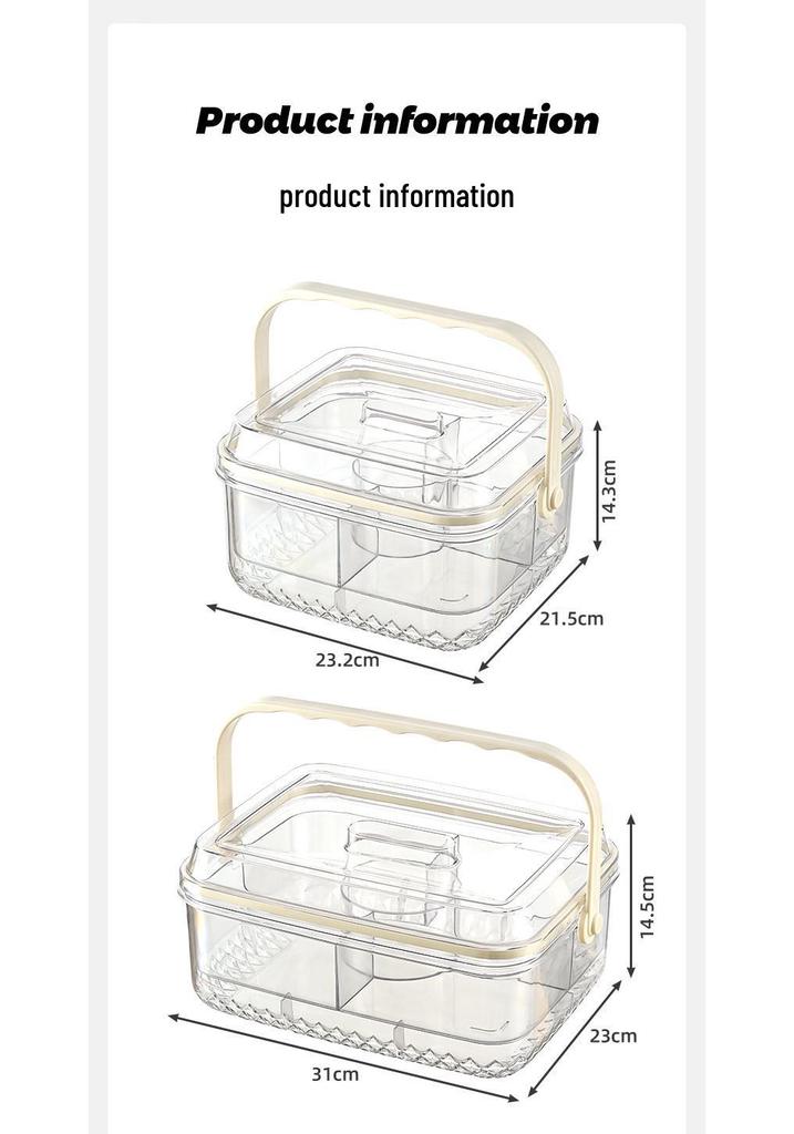 Portable Fruit Storage Bowl with Compartments and Lid
