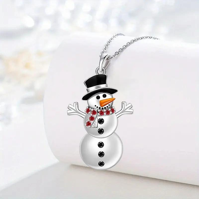 Doll Cute Shaped Christmas Necklace With Rhinestone Alloy Chain For Wear Holiday