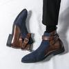 Mode Herr Stora Storlekar Läderkängor Trendiga Splicade Högtoppiga Herrkängor Andningsbara Halkfria Retro Spetsig Tå Casual Affärskängor