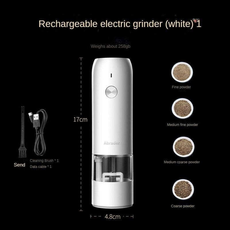 Elektrische Automatische Salz- und Pfeffermühle USB Wiederaufladbare Gewürzmühle mit LED Einstellbare Gewürzmühle Tragbare Gewürzsauce Flasche