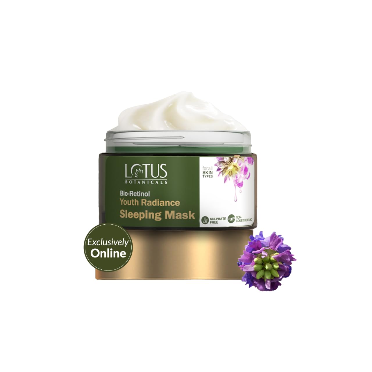 Lotus Botanicals Био-ретинол Сияние Молодости Ночная Маска | Уменьшает Борется с Мелкими Морщинками и Питает Кожу | Без Консервантов | Для Всех Типов Кожи | 5